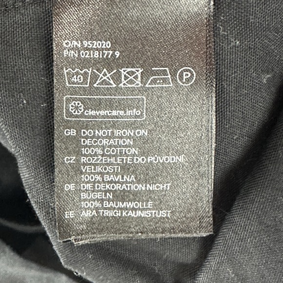 H&M Men Black Long Shirt Blue Quilted Shoulder Patches Two Chest Pockets Size M - Picture 5 of 5